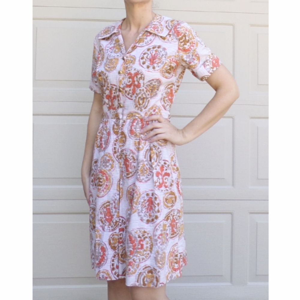 1960's MIDCENTURY CULOTTE JUMPSUIT split dress S